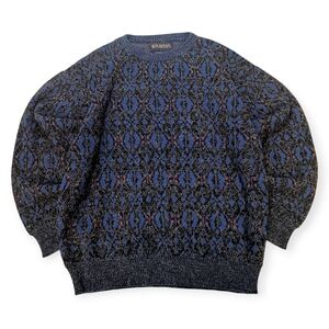 Funky 90s Puritan Men's Geometric Crewneck Fuzzy Sweater - L